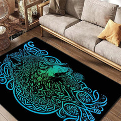 Viking Style Wolf King Printed Rug Stain Resistant Waterproof Floor Mat