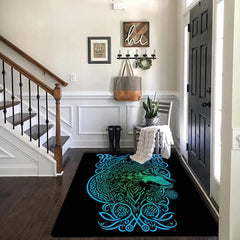 Viking Style Wolf King Printed Rug Stain Resistant Waterproof Floor Mat