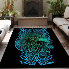 Viking Style Wolf King Printed Rug Stain Resistant Waterproof Floor Mat