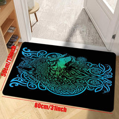 Viking Style Wolf King Printed Rug Stain Resistant Waterproof Floor Mat