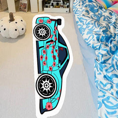 Car Graffiti Area Rug for Kids Bedroom Creative Printed Floor Mat