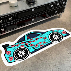 Car Graffiti Area Rug for Kids Bedroom Creative Printed Floor Mat