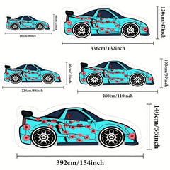 Car Graffiti Area Rug for Kids Bedroom Creative Printed Floor Mat
