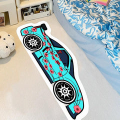 Car Graffiti Area Rug for Kids Bedroom Creative Printed Floor Mat