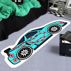 Car Graffiti Area Rug for Kids Bedroom Creative Printed Floor Mat