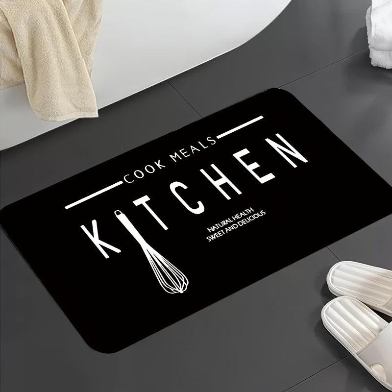 Letter Graphic Kitchen Rug Modern Anti-slip Mat Home Decor