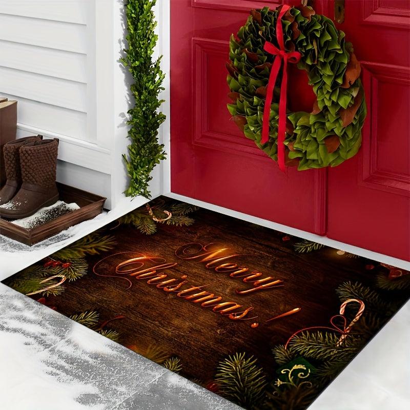 1pc Christmas Mat For Entry Door Porch Indoor And Outdoor Home Decoration