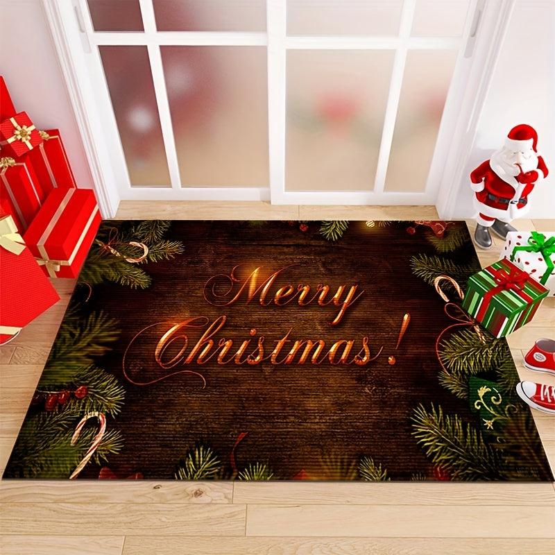 1pc Christmas Mat For Entry Door Porch Indoor And Outdoor Home Decoration