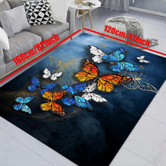 Soft Butterfly Print Rug for Home Decor - Non Slip, Teen Room Decoration