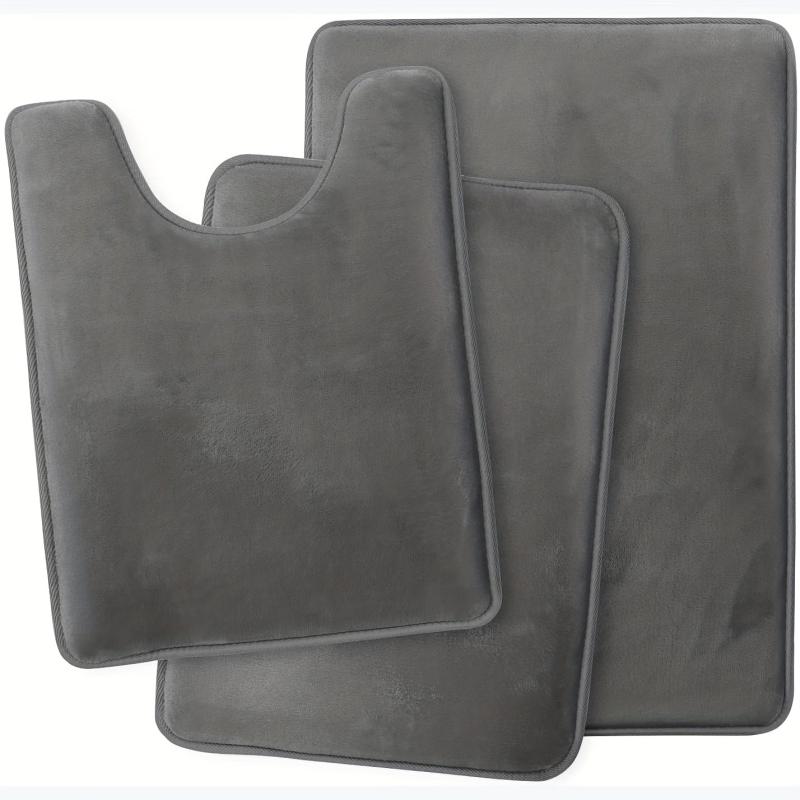 3pcs Velvet Memory Foam Bath Mat Set - Non Slip, Machine Washable