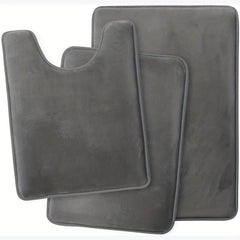 3pcs Velvet Memory Foam Bath Mat Set - Non Slip, Machine Washable