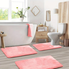 3pcs Velvet Memory Foam Bath Mat Set - Non Slip, Machine Washable