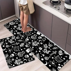 Gothic Kitchen Mat Non Slip Halloween Spooky Kitchen Rugs Goth Rug