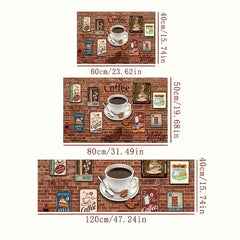 Anti-Fatigue Coffee Print Kitchen Rug Set