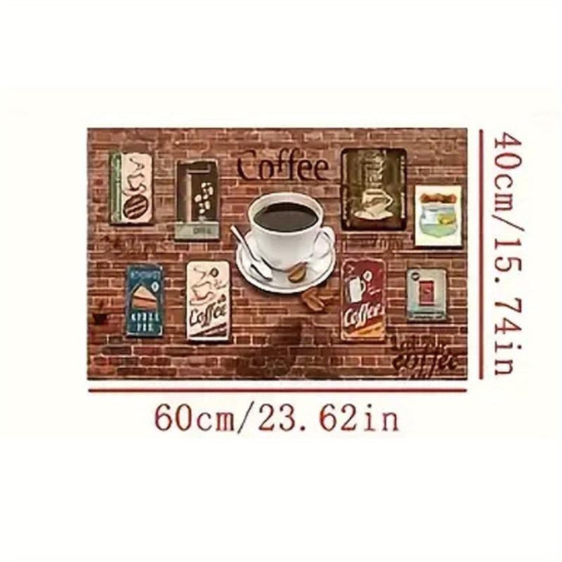 Anti-Fatigue Coffee Print Kitchen Rug Set