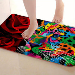 Leopard Rose Fluffy Shaggy Area Rug Non Slip Machine Washable