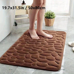 Cobblestone Embossed Bath Mat Soft Non Slip Washable