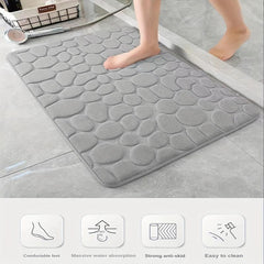 Cobblestone Embossed Bath Mat Soft Non Slip Washable