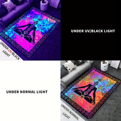 UV Light Yoga Theme Fluorescent Rug Glow Large Non Slip Mat