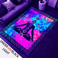 UV Light Yoga Theme Fluorescent Rug Glow Large Non Slip Mat