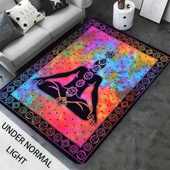 UV Light Yoga Theme Fluorescent Rug Glow Large Non Slip Mat