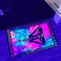 UV Light Yoga Theme Fluorescent Rug Glow Large Non Slip Mat