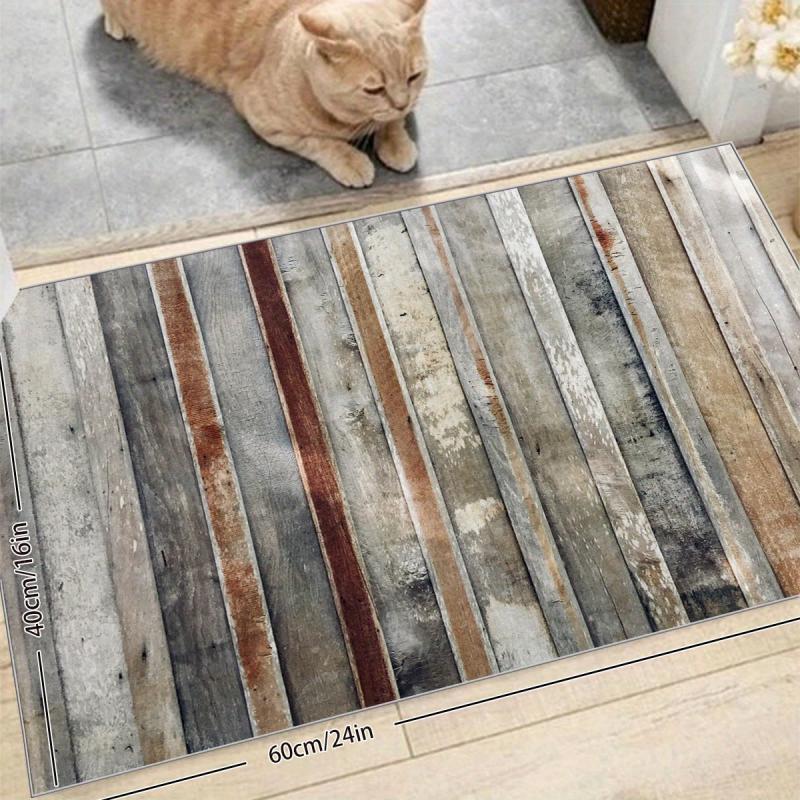 Vintage Wood Print Area Rug Distressed Mat for Living Room Bedroom
