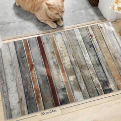 Vintage Wood Print Area Rug Distressed Mat for Living Room Bedroom