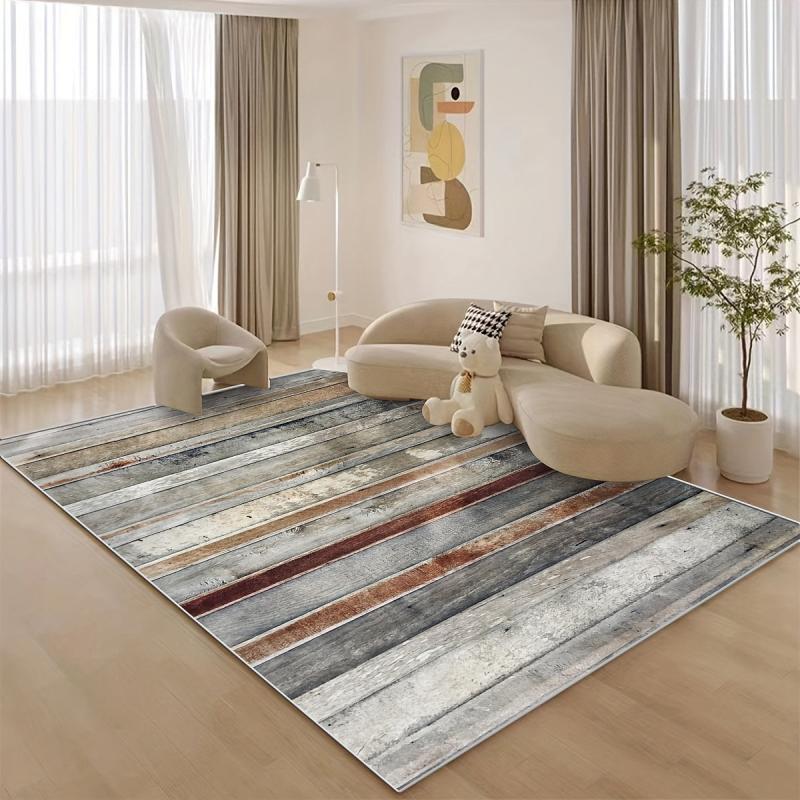 Vintage Wood Print Area Rug Distressed Mat for Living Room Bedroom