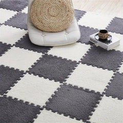 6pcs Plush Puzzle Foam Floor Mat Square Interlocking Carpet Fluffy Area Rug
