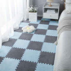 6pcs Plush Puzzle Foam Floor Mat Square Interlocking Carpet Fluffy Area Rug