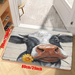 Farmhouse Cow Kitchen Rug Absorbent Non Slip Washable Carpet