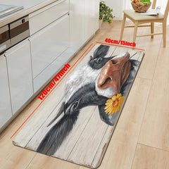 Farmhouse Cow Kitchen Rug Absorbent Non Slip Washable Carpet