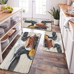 Farmhouse Cow Kitchen Rug Absorbent Non Slip Washable Carpet