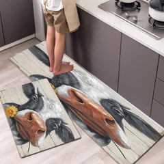 Farmhouse Cow Kitchen Rug Absorbent Non Slip Washable Carpet