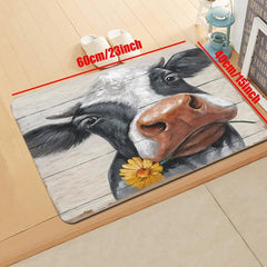 Farmhouse Cow Kitchen Rug Absorbent Non Slip Washable Carpet
