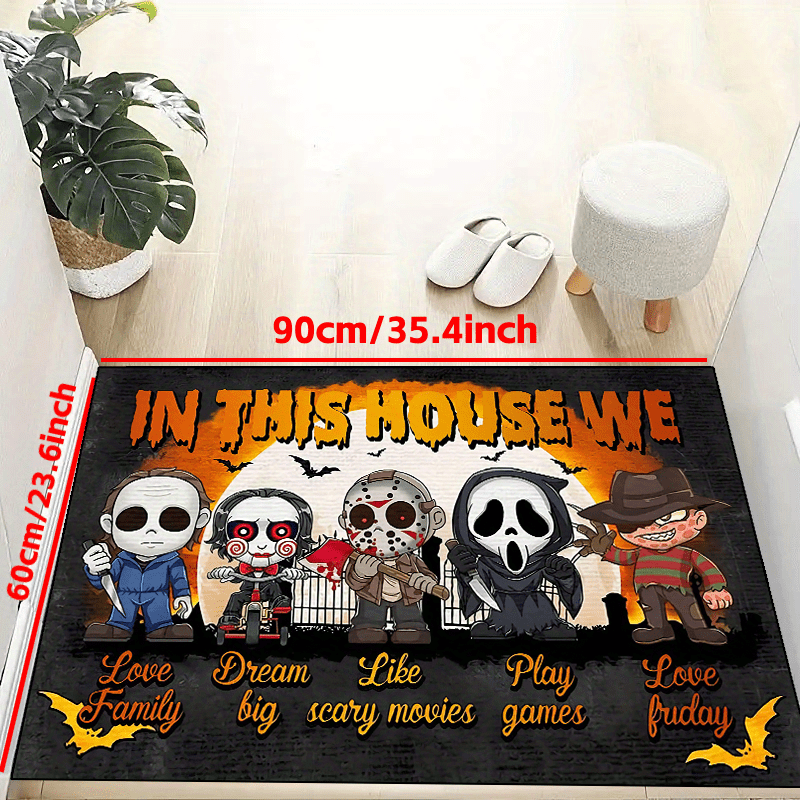 Halloween Door Mat Horror Print Creative Doormat Non-Slip Floor Rug