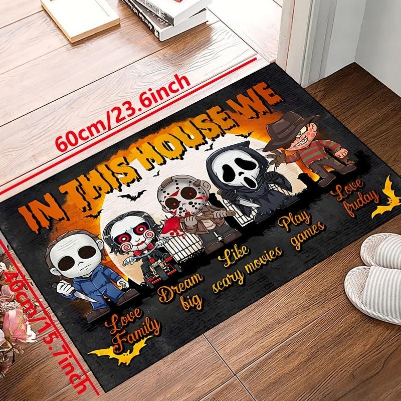 Halloween Door Mat Horror Print Creative Doormat Non-Slip Floor Rug