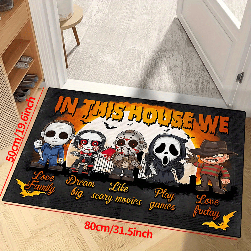Halloween Door Mat Horror Print Creative Doormat Non-Slip Floor Rug