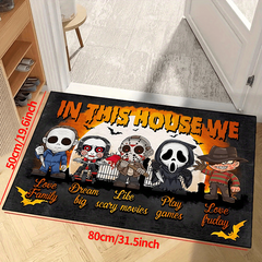 Halloween Door Mat Horror Print Creative Doormat Non-Slip Floor Rug
