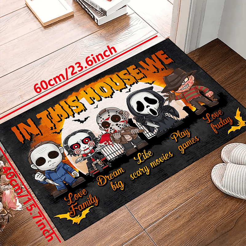 Halloween Door Mat Horror Print Creative Doormat Non-Slip Floor Rug