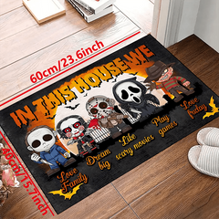 Halloween Door Mat Horror Print Creative Doormat Non-Slip Floor Rug