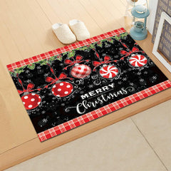Santa Claus Carpet Home Decoration Floor Mat Soft Water Absorbent