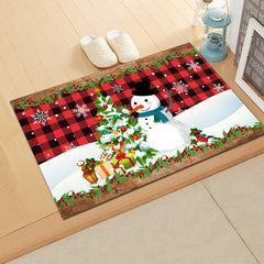 Santa Claus Carpet Home Decoration Floor Mat Soft Water Absorbent