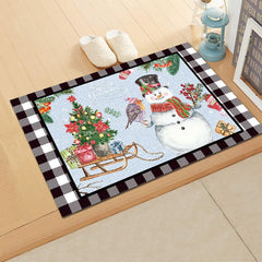 Santa Claus Carpet Home Decoration Floor Mat Soft Water Absorbent