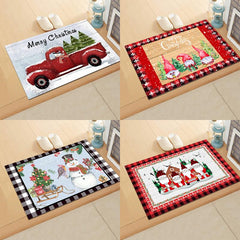 Santa Claus Carpet Home Decoration Floor Mat Soft Water Absorbent