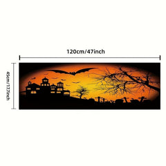 Orange Halloween Carpet Bat Pattern Floor Mat Long Strip Rug for Home Decor