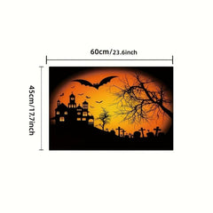 Orange Halloween Carpet Bat Pattern Floor Mat Long Strip Rug for Home Decor