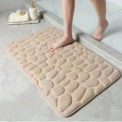 Absorbent Cobblestone Bathroom Rugs Non Slip Machine Washable Bath Rugs