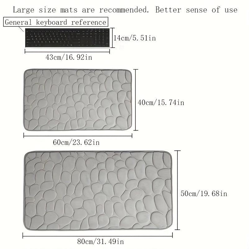 Absorbent Cobblestone Bathroom Rugs Non Slip Machine Washable Bath Rugs